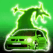 Renault M�gane sport et dragon vert