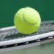 Balle de tennis et tamis de raquette