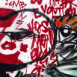 Mur taggu� rouge et blanc