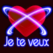 Coeur "Je te veux" et anneaux n�on bleu
