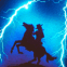 Cheval cabr� sur ciel orageux