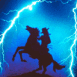 Cheval cabr� sur ciel orageux