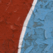 Mur peint craquel� rouge-bleu