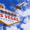 Avion et panneau "Welcome to Las Vegas"