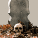 Pierre tombale "R.I.P" et cr�ne