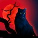 Panth�re noire sur coucher de soleil