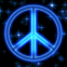 Peace & Love n�on bleu scintillant