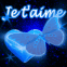 Papillon et coeur n�on bleu "Je t'aime"