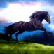Cheval noir au galop
