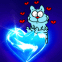 Chat sur un coeur bleu