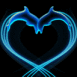 Dauphins n�on bleu formant un coeur