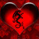 Coeur rouge et tribal dragon