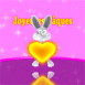 Lapin "Joyeuses Pâques" qui bondit