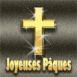 Croix "Joyeuses Pâques "qui brille