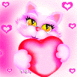 Petit chat mignon et son coeur rose