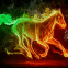 Cheval fougueux multicolore