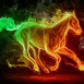 Cheval fougueux multicolore