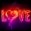 "Love" en flammes multicolore!