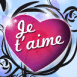Je t'aime Coeur motifs végétaux bleu