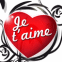 Je t'aime Coeur motifs v�g�taux rouge et noir