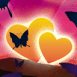 Papillons devant coeurs �blouissants