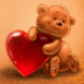 Nounours appuyé sur un coeur