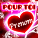 Coeur n�on et roses baroques "Pour Toi"