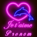 N�on dauphin dans un coeur "Je t'aime"