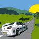 Peugeot 406 Tuning sur une route, dessin anim�
