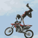 Acrobatie moto, jambes en l'air