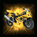 Moto Suzuki jaune et explosion