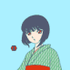 Fille en kimono dans le vent