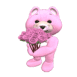 Ourson 3D rose offrant des fleurs