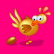 Poule pondant un oeuf