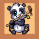 Panda mangeant un bambou