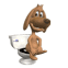 Chien 3D aux toilettes