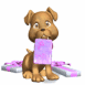 Chiot heureux portant un cadeau