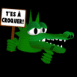 Crocodile tenant une pancarte "T'es � croquer"