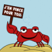 Crabe agitant une pancarte "J'en pince pour toi" 