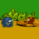 El�phant p�tant sur un lion