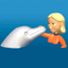 Filette caressant un dauphin 3D