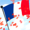Drapeau fran�ais flottant et cotillons
