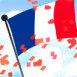 Drapeau fran�ais flottant et cotillons