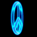 Signe peace & love n�on bleu