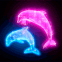 Couple de dauphins n�on rose et bleu