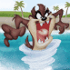 Taz fait une tornade dans l'eau