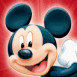 Mickey Mouse joyeux sur fond rouge
