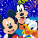 Mickey, Dingo et Donald au feu d'artifice