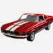 Mustang rouge � bandes blanches