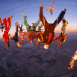 Parachutistes la t�te en bas